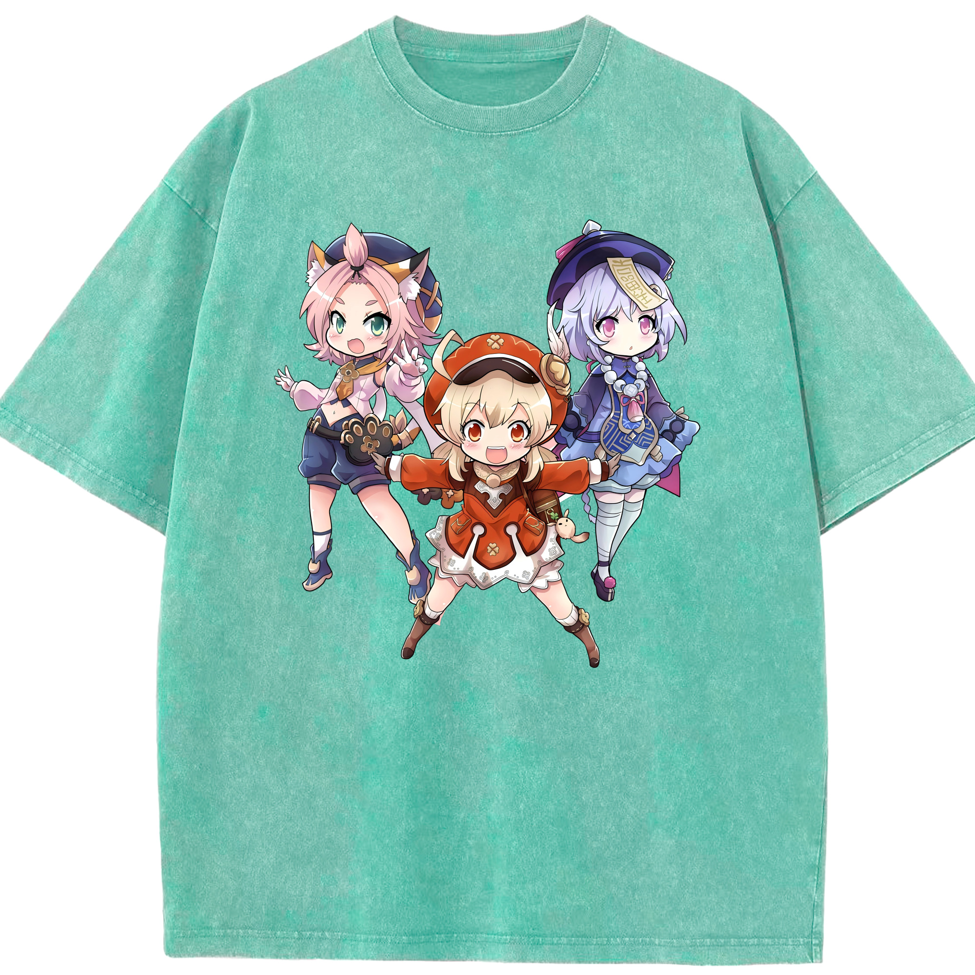 げんし神 七七 なな  genshin Nana 綿100% ヴィンテージ風 半袖Tシャツ（フロントプリント）